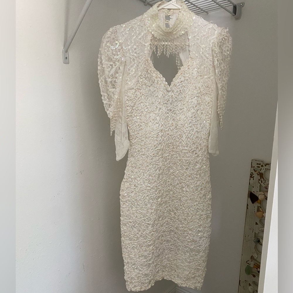 Vintage short handmade wedding dress